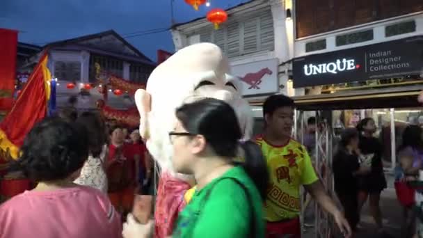 Georgetown Penang Malásia Fevereiro 2020 Mascote Chinês Cumprimenta Presença Miaohui — Vídeo de Stock