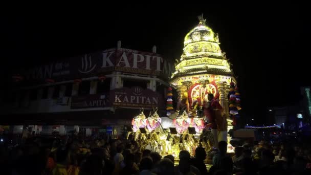 Georgetown Penang Malaysia Februari 2020 Hindu Mempersembahkan Persembahan Pada Prosesi — Stok Video