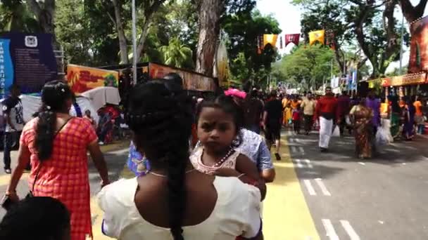 Georgetown Penang Malaysia Feb 2020 Indian Man Walk Slowly Crutch — Stock Video