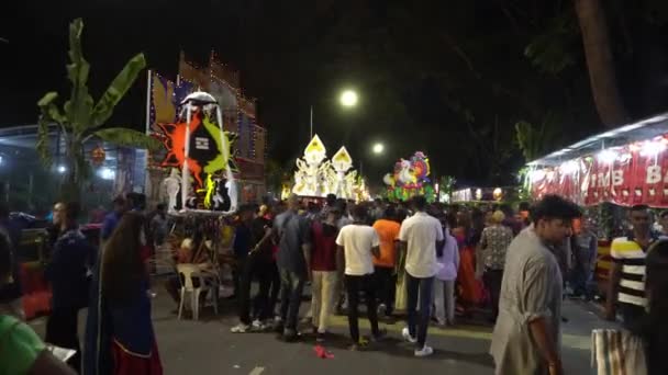 Georgetown Penang Malaysia Feb 2020 Hindu Devotees Attend Thaipusam Celebration — Stock Video