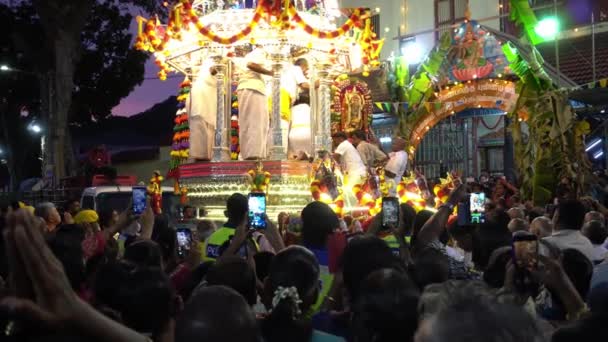 Georgetown Penang Malaysia Feb 2020 Committee Temple Move Lord Muruga — Stock Video