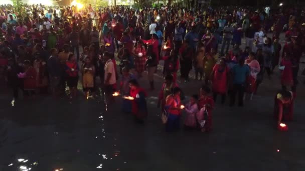 Teluk Bahang Penang Malaysia Mar 2020 Devotees Release Floating Lantern — Stock Video