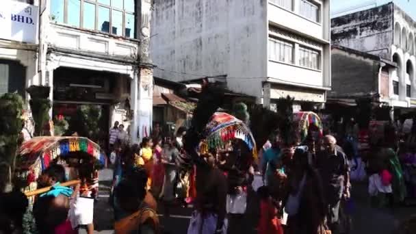 Georgetown Penang Malajzia Február 2020 Színes Pushpa Kavadi Viszi Vállát — Stock videók