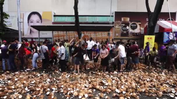 Georgetown Penang Malaisie Fév 2020 Des Milliers Noix Coco Écrasées — Video