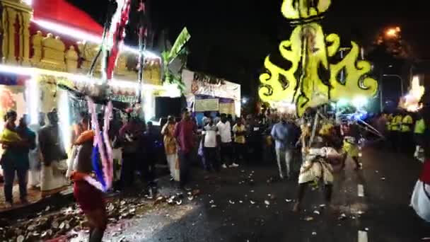 Georgetown Penang Malaezia Feb 2020 Kavadi Purtător Dans Timp Noapte — Videoclip de stoc