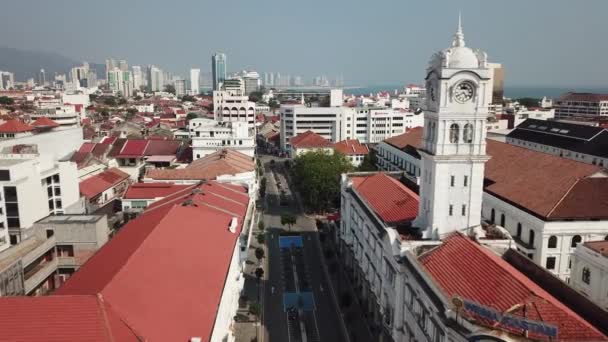 Georgetown Penang Malajsie Března 2020 Drone Střílel Méně Pohybu Auta — Stock video