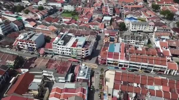 Georgetown Penang Malaysia Mar 2020 Drönarskott Över Gat Lebuh Armenian — Stockvideo