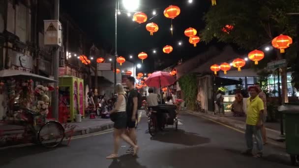 George Town Penang Malajsie Ledna 2020 Gimbal Noční Scéna Rušné — Stock video