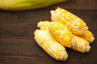 Mısır mısır ahşap doku. Metin için yer. Hasat.