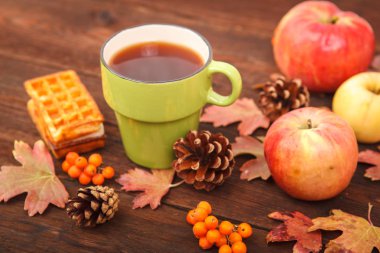 sonbahar kompozisyon. Natürmort. çilek dağ kül, çam co