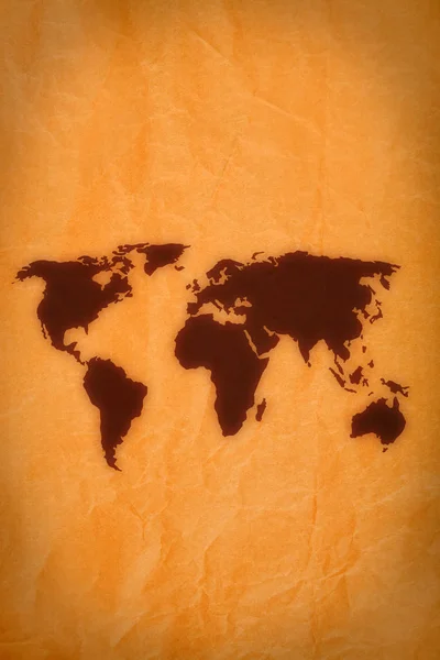 World map on old paper — Stock Photo, Image