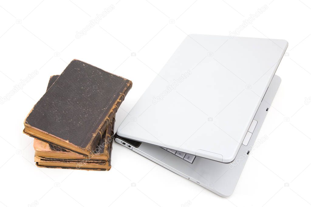 laptop and law books