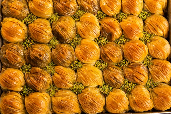 Turecký Tradiční Dezert Baklava Pistácií Ořechy Zblízka — Stock fotografie