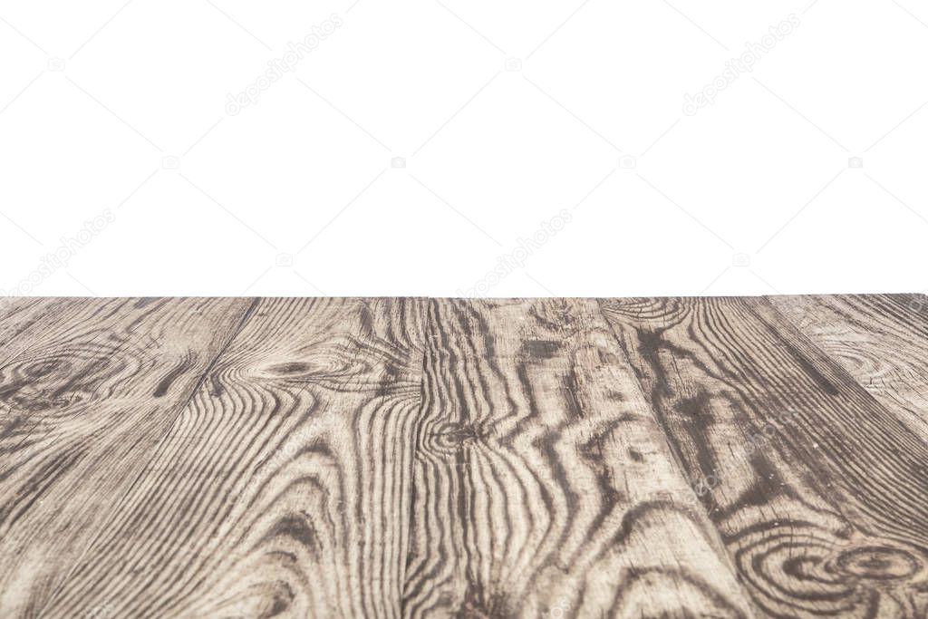 empty wood table top on white background