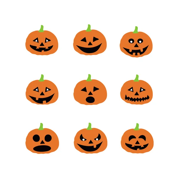 Halloween pompoen pictogrammen — Stockvector