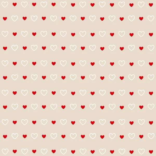 Naadloze rode en witte hart, Valentine's day card — Stockvector
