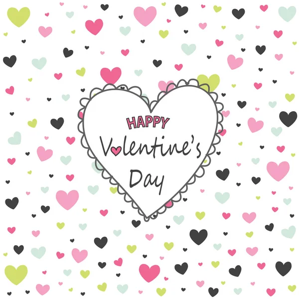 Aftelkalender voor Valentijnsdag kaart, harten — Stockvector