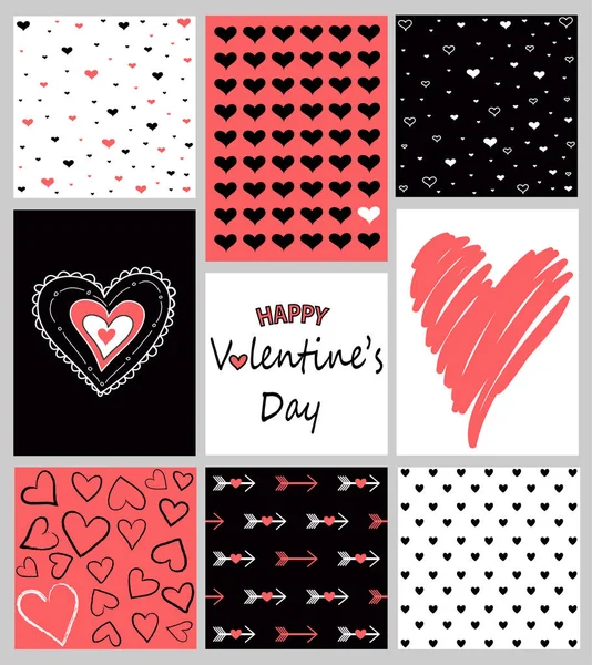 Vector conjunto de carteles dibujados a mano del día de San Valentín — Vector de stock