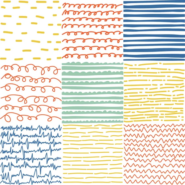Conjunto de patrones abstractos sin costura de líneas — Vector de stock
