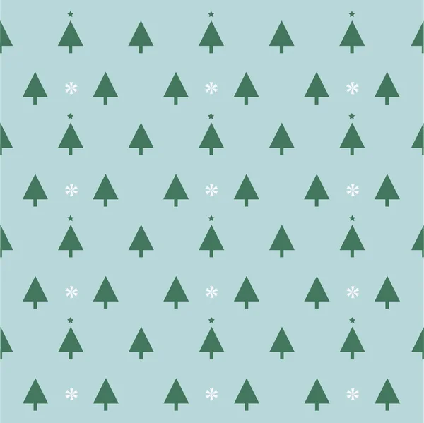 Nahtloses Muster mit Weihnachtsbäumen und Schneeflocken — Stockvektor