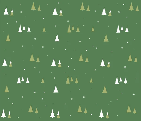 Patrón sin costuras con árboles de Navidad y copos de nieve — Vector de stock