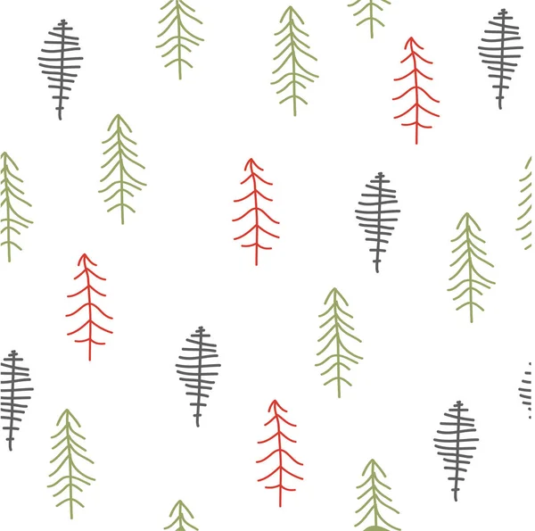 Seamless pattern with Christmas tree. Winter forest. — Stock Vector