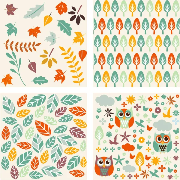 Set of autumn forest patterns — Stock Vector