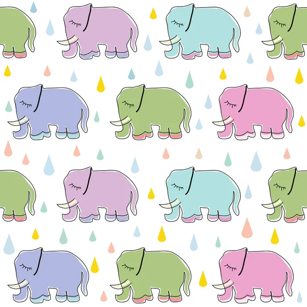 Seamless Pattern Cute Elephant — Stock Vector
