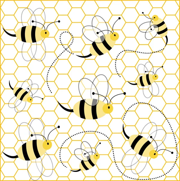 Bezszwowy Wzór Pszczołami — Wektor stockowy