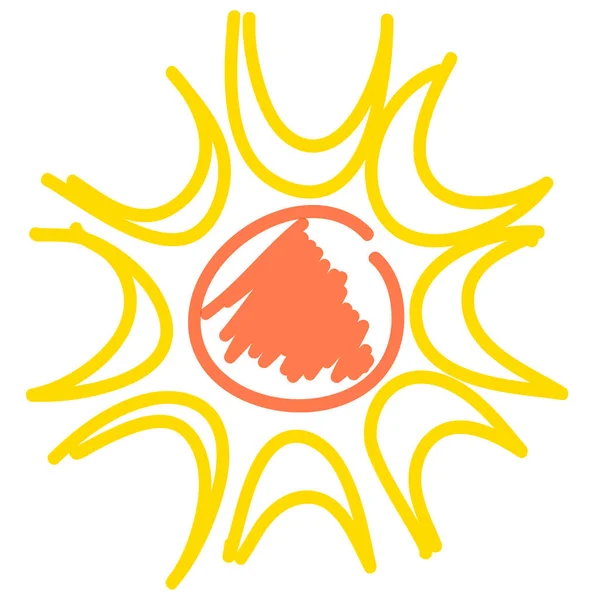 Drawing Sun Icon — Stock Vector