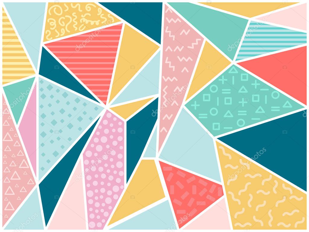 Abstract geometric background vector image, swatches memphis pattern