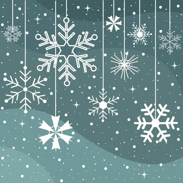 Kerst Sneeuwvlokken Patroon Wenskaart — Stockvector