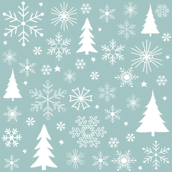 クリスマスツリーとシームレスなパターン 冬の森 — ストックベクタ