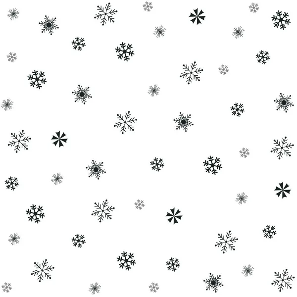Рождество Бесшовный Узор Снежинками Черный Снег Белом Фоне — стоковый вектор