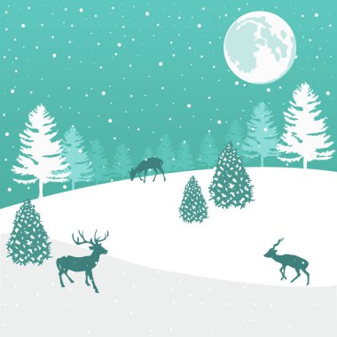 Kış arkaplanı, manzara. Yeni yıl ve Noel tebrik kartı.