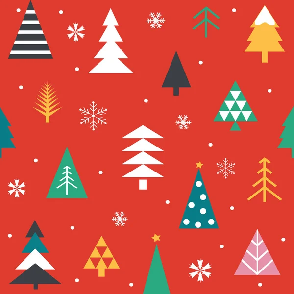 Beyaz Arka Planda Renkli Noel Ağaçlarıyla Kusursuz Desen — Stok Vektör