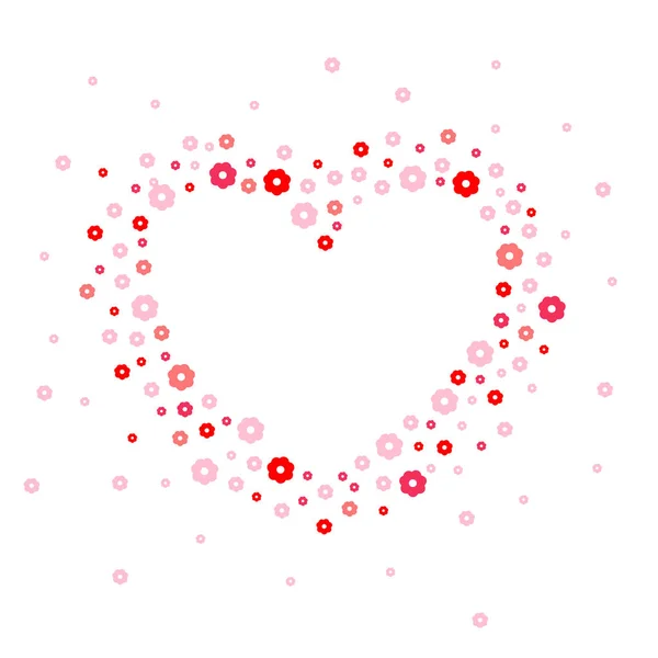 Forma Corazón Vector Flores Rojas Plantilla Invitación Diseño Fondo Tarjeta — Vector de stock