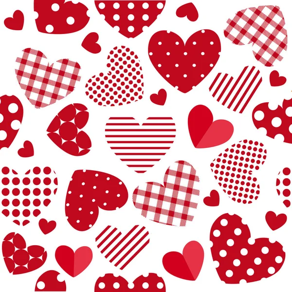 Seamless Valentine Day Pattern Patchwork Hearts — Stock Vector
