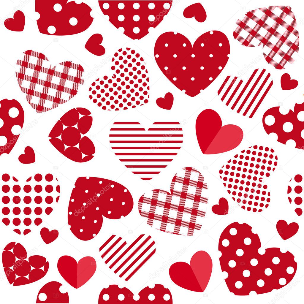 Seamless Valentine's Day pattern with patchwork hearts