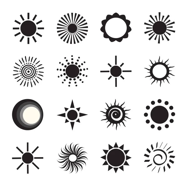 Sonnensymbole Setzen Vektorbild — Stockvektor