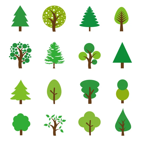 Set Flat Icons Tree Green Trees Icons Set Vector Image — 스톡 벡터