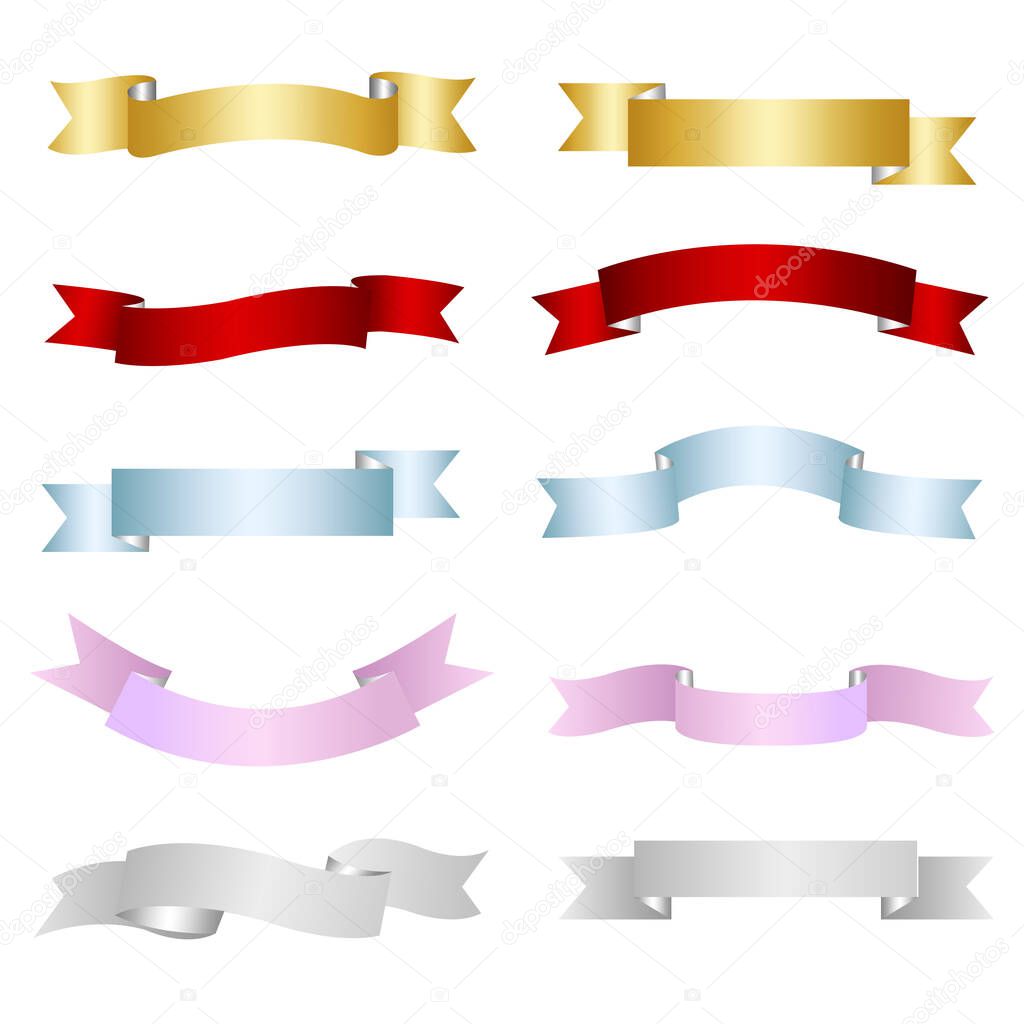 Colorful ribbon set, vector design elements