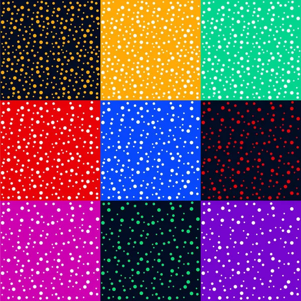 Seamless Patterns Polka Dot Set — Stock Vector