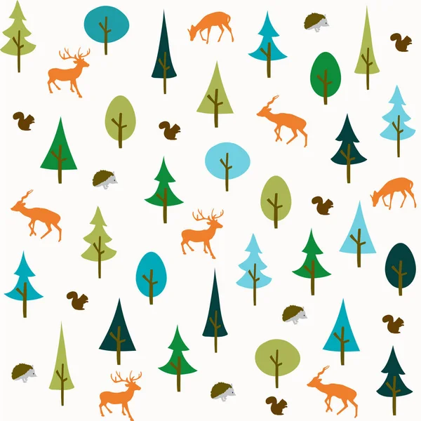 用花卉 松鼠和刺猬制作的古老森林无缝图案 免版税图库插图