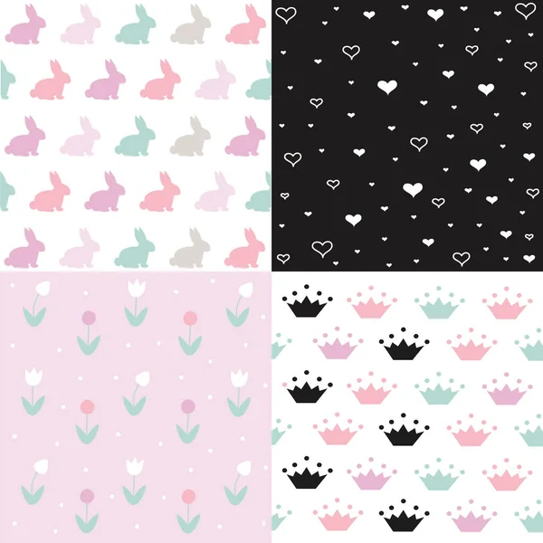 Set Cute Seamless Easter Background Patterns Royalty Free Stock Illustrations