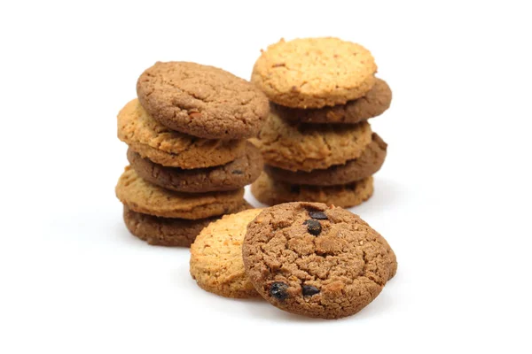 Biscuits Aux Pépites Chocolat Sur Fond Blanc Biscuits Sucrés — Photo