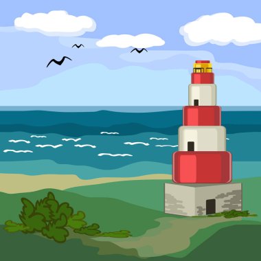 bir deniz feneri ile deniz manzarası