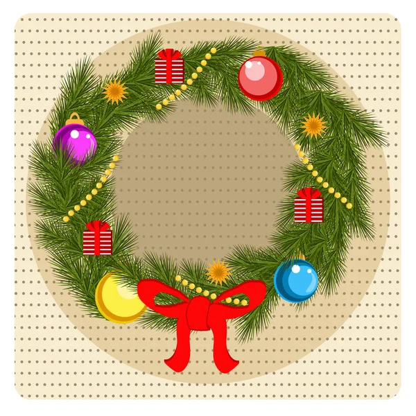 Background with Christmas wreath — Stock Vector