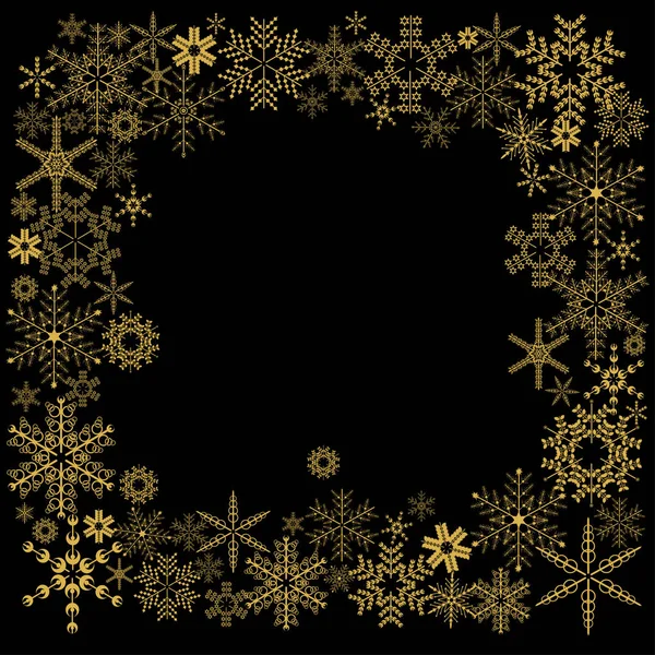 Рамка снежинки на черном — стоковый вектор