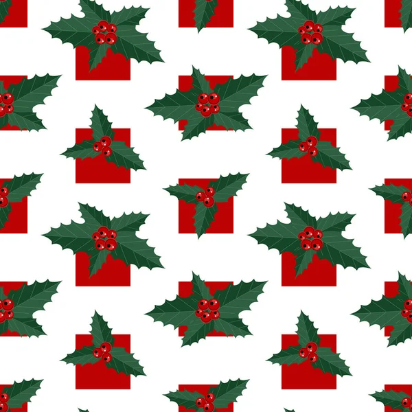 Weihnachten Stechpalme Muster — Stockvektor